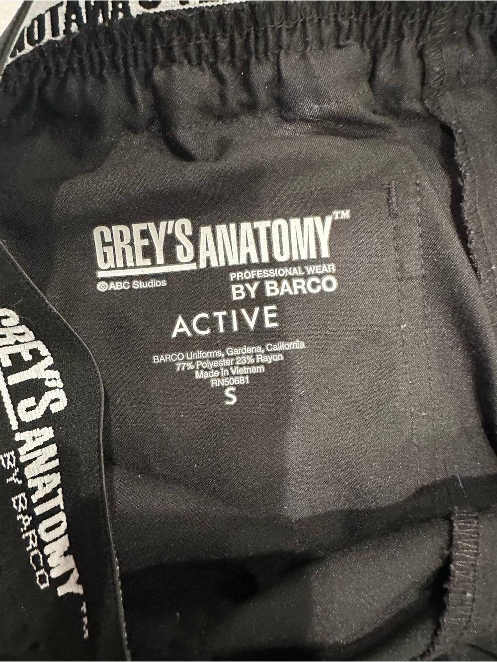 Grey's Anatomy Black Wide Leg Scrub Pants